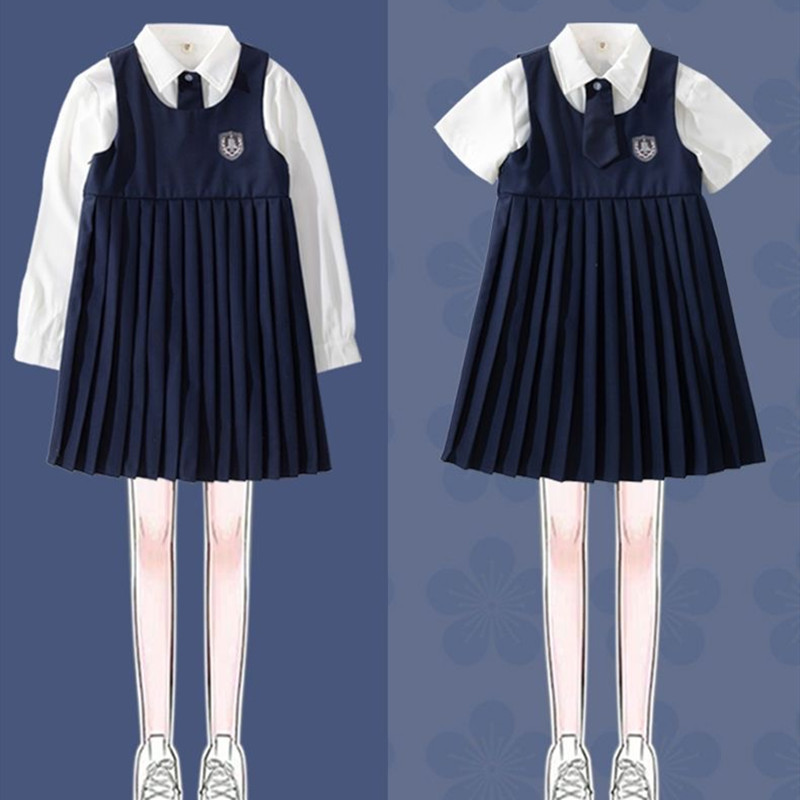 お取り寄せ商品 セットアップ キッズ 女の子 2点セット 110-160CM 4タイプ ベス プリーツワンピース 半袖シャツ ミディアム丈 角襟 丸襟 ワンピース 長袖シャツ 