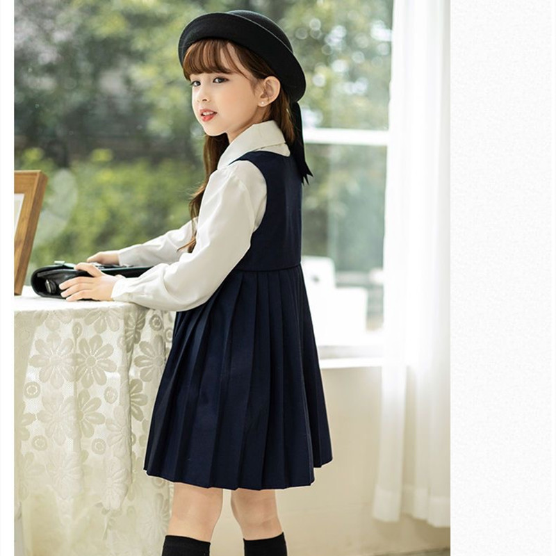 お取り寄せ商品 セットアップ キッズ 女の子 2点セット 110-160CM 4タイプ ベス プリーツワンピース 半袖シャツ ミディアム丈 角襟 丸襟 ワンピース 長袖シャツ 