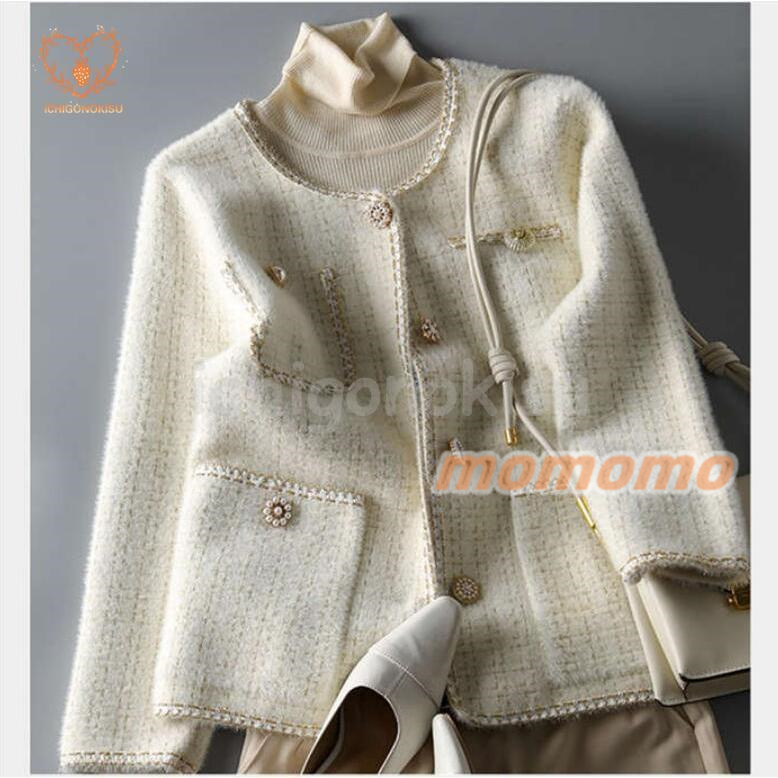 テーラード スーツジャケット レディース ニットカーディガン カーディガン ジャケット きれいめ 秋 ツイードジャケット フォーマル ツイード 