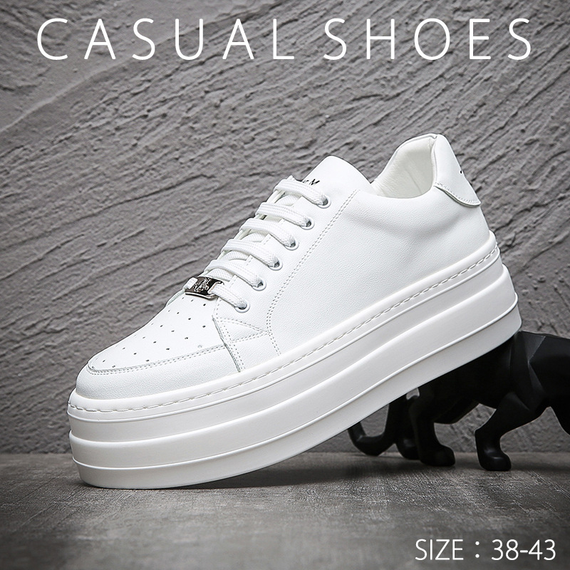 ウォーキングスニーカー シークレットメンズ 靴カジュアル ローカット レースアップ PU革靴 ランニング紳士靴 おしゃれ 通気性 