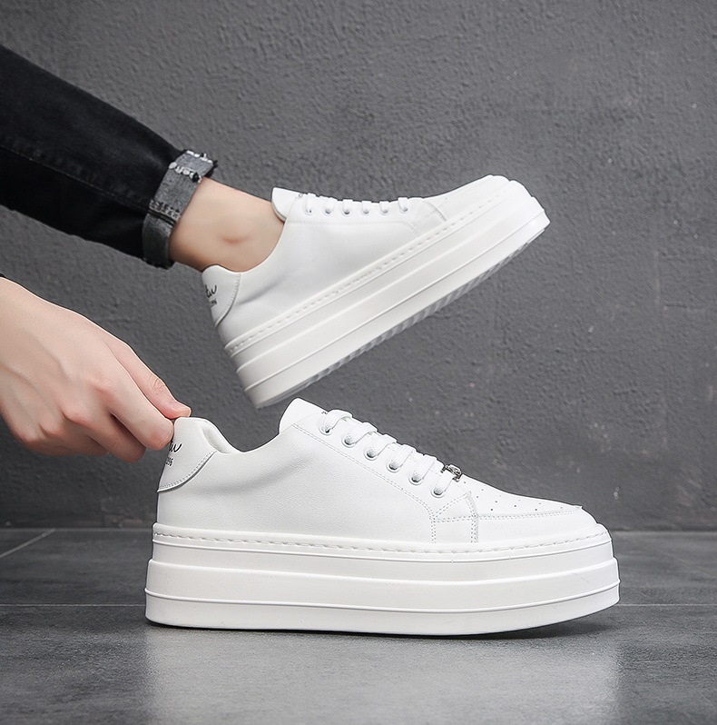 ウォーキングスニーカー シークレットメンズ 靴カジュアル ローカット レースアップ PU革靴 ランニング紳士靴 おしゃれ 通気性 