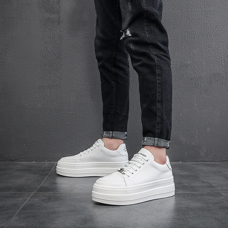 ウォーキングスニーカー シークレットメンズ 靴カジュアル ローカット レースアップ PU革靴 ランニング紳士靴 おしゃれ 通気性 