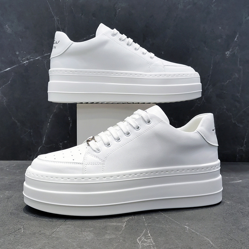 ウォーキングスニーカー シークレットメンズ 靴カジュアル ローカット レースアップ PU革靴 ランニング紳士靴 おしゃれ 通気性 