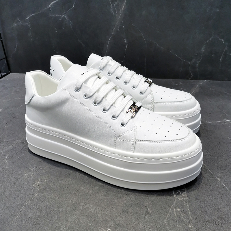 ウォーキングスニーカー シークレットメンズ 靴カジュアル ローカット レースアップ PU革靴 ランニング紳士靴 おしゃれ 通気性 
