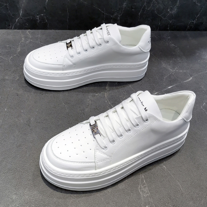 ウォーキングスニーカー シークレットメンズ 靴カジュアル ローカット レースアップ PU革靴 ランニング紳士靴 おしゃれ 通気性 