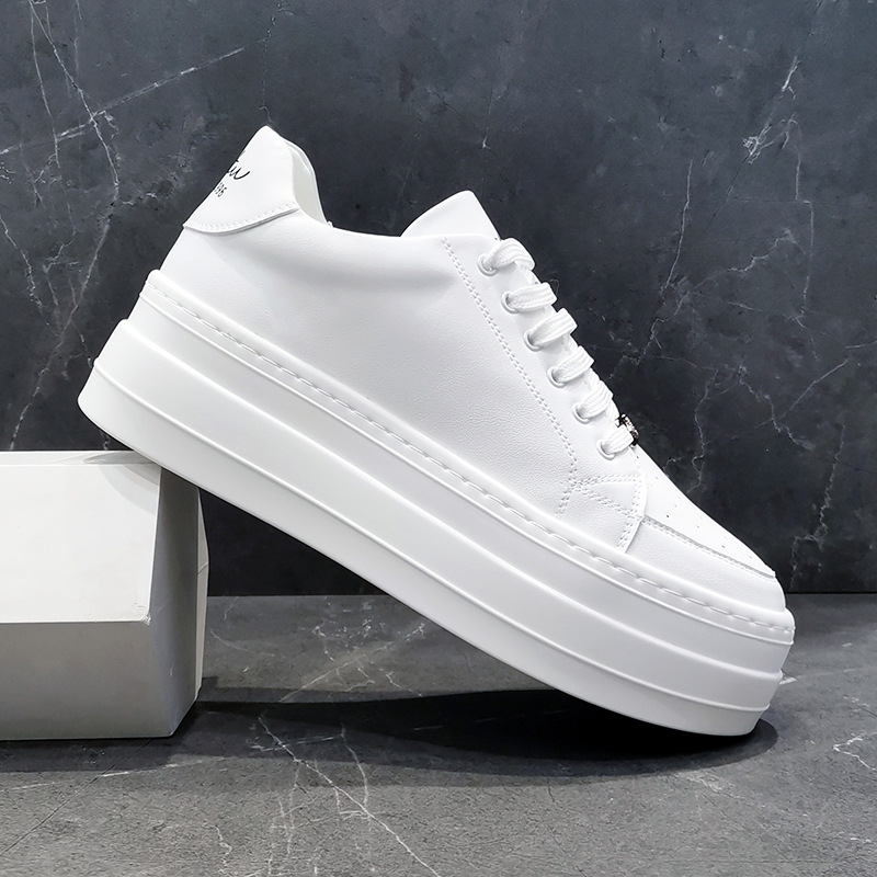 ウォーキングスニーカー シークレットメンズ 靴カジュアル ローカット レースアップ PU革靴 ランニング紳士靴 おしゃれ 通気性 