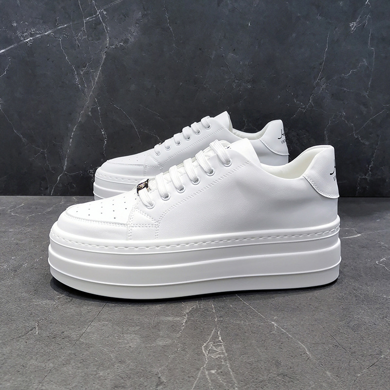 ウォーキングスニーカー シークレットメンズ 靴カジュアル ローカット レースアップ PU革靴 ランニング紳士靴 おしゃれ 通気性 