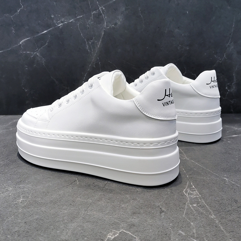 ウォーキングスニーカー シークレットメンズ 靴カジュアル ローカット レースアップ PU革靴 ランニング紳士靴 おしゃれ 通気性 