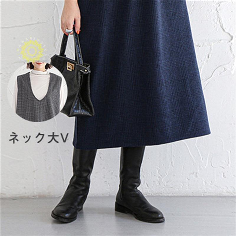 ジャンパースカート ノースリーブワンピース 2WAY ジャンスカ ｖネック マタニティ レディース ストレートシルエット 体型カバー 春秋冬 