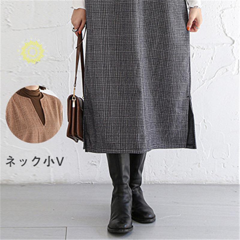 ジャンパースカート ノースリーブワンピース 2WAY ジャンスカ ｖネック マタニティ レディース ストレートシルエット 体型カバー 春秋冬 
