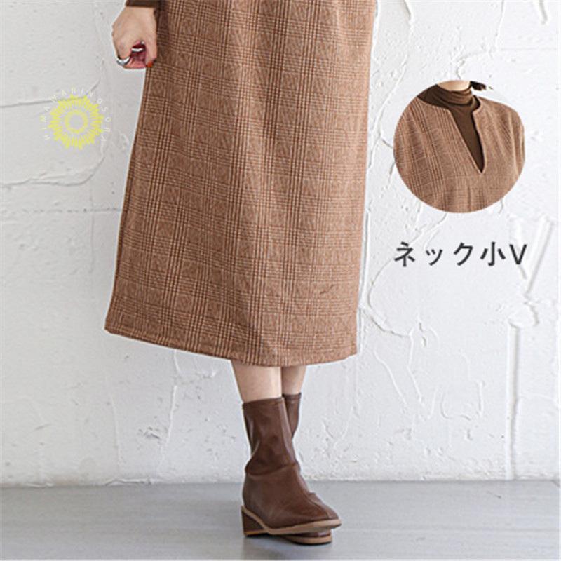 ジャンパースカート ノースリーブワンピース 2WAY ジャンスカ ｖネック マタニティ レディース ストレートシルエット 体型カバー 春秋冬 