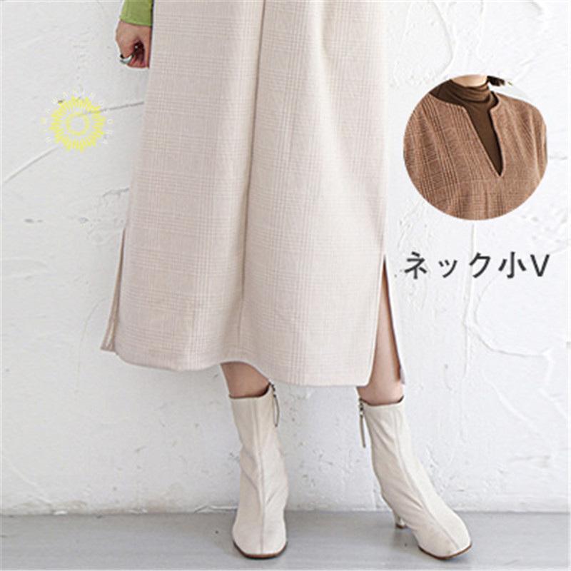 ジャンパースカート ノースリーブワンピース 2WAY ジャンスカ ｖネック マタニティ レディース ストレートシルエット 体型カバー 春秋冬 