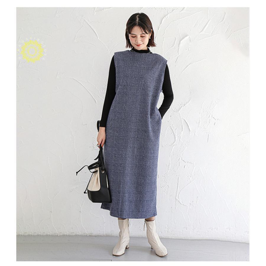 ジャンパースカート ノースリーブワンピース 2WAY ジャンスカ ｖネック マタニティ レディース ストレートシルエット 体型カバー 春秋冬 