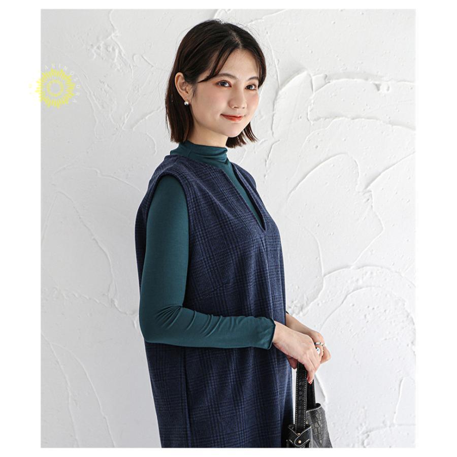 ジャンパースカート ノースリーブワンピース 2WAY ジャンスカ ｖネック マタニティ レディース ストレートシルエット 体型カバー 春秋冬 