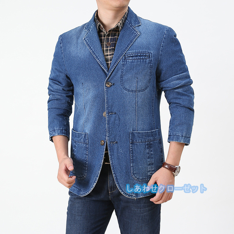 テーラードジャケット メンズ おしゃれ ブレザージャケット デニムジャケット カジュアルスーツ 通勤 春秋冬 フォマールスーツアウター ビジネススーツ 