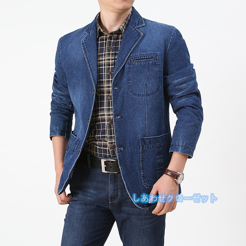 テーラードジャケット メンズ おしゃれ ブレザージャケット デニムジャケット カジュアルスーツ 通勤 春秋冬 フォマールスーツアウター ビジネススーツ 