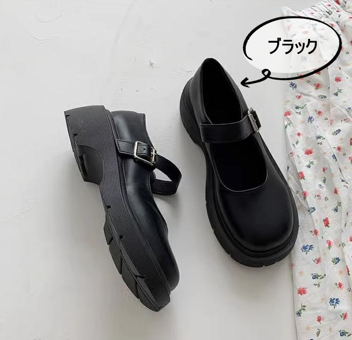 ローファー レディース パンプス 皮靴 ウォーキングラウンドトゥ インステップストラップ 学生靴 お出掛け 通学 ガールズ 厚底 スクール 