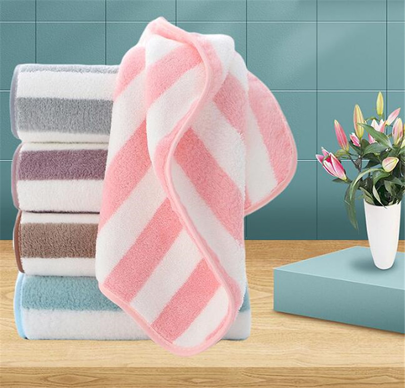 タオル 2枚セット フェイスタオル 速乾タオル ストライプ柄 シンプル 家庭用 コンパクト 業務用 カジュアル 薄手 お風呂用 ギフト新生活 吸水 