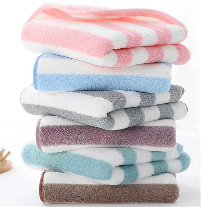 タオル 2枚セット フェイスタオル 速乾タオル ストライプ柄 シンプル 家庭用 コンパクト 業務用 カジュアル 薄手 お風呂用 ギフト新生活 吸水 