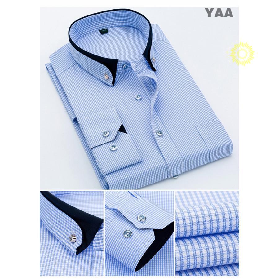 ボタンダウンシャツ メンズ シャツ カジュアルシャツ ストライプシャツ チェックシャツ ビジネス 長袖 通勤 トップス 