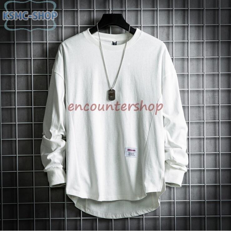 Tシャツ メンズ 長袖 無地 ロンT ティーシャツ 後ろ長め丈 カジュアル ゆったり 後ろ丈長め 不規則 代引不可 バックロング カットソー 