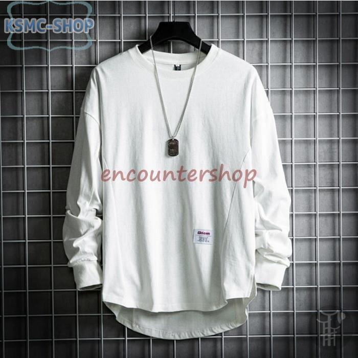 Tシャツ メンズ 長袖 無地 ロンT ティーシャツ 後ろ長め丈 カジュアル ゆったり 後ろ丈長め 不規則 代引不可 バックロング カットソー 