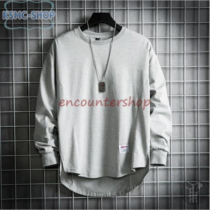 Tシャツ メンズ 長袖 無地 ロンT ティーシャツ 後ろ長め丈 カジュアル ゆったり 後ろ丈長め 不規則 代引不可 バックロング カットソー 