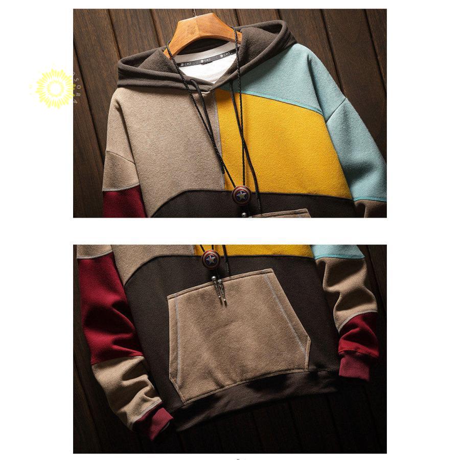 メンズ トップス スウェット 春秋冬 プルオーバー ジャージ ゆったり フード付き 暖かい 部屋着 アウター 通気 裏起毛 防寒着 