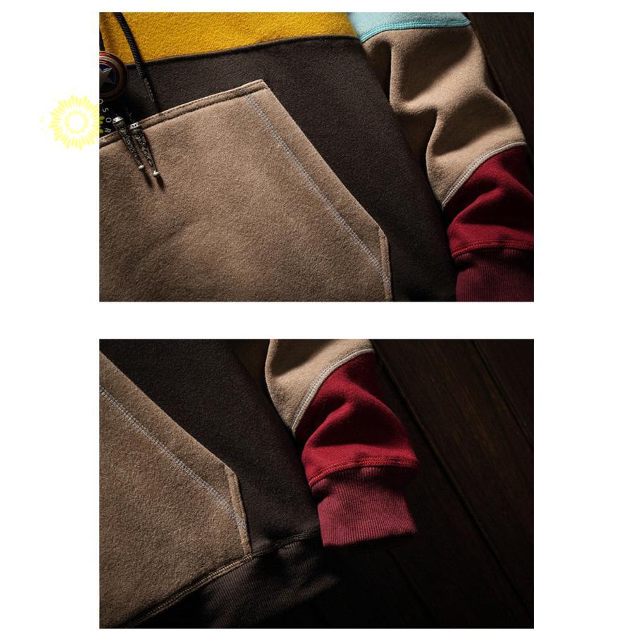 メンズ トップス スウェット 春秋冬 プルオーバー ジャージ ゆったり フード付き 暖かい 部屋着 アウター 通気 裏起毛 防寒着 