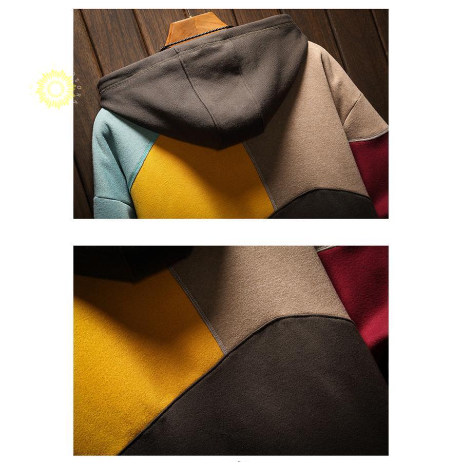 メンズ トップス スウェット 春秋冬 プルオーバー ジャージ ゆったり フード付き 暖かい 部屋着 アウター 通気 裏起毛 防寒着 