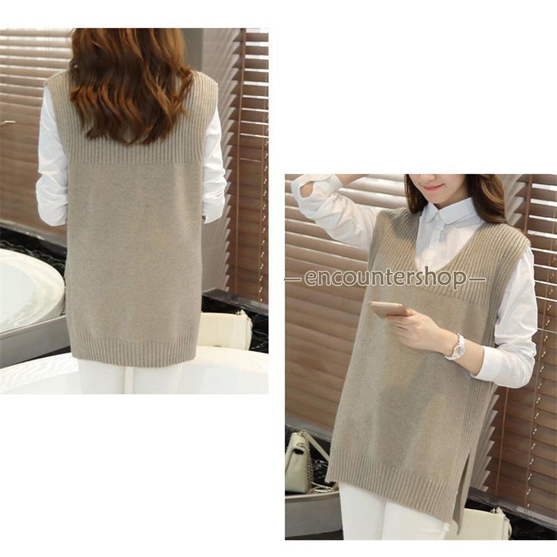 ニットベスト レディース チョッキ トップス ベスト 薄手 おしゃれ 無地 カジュアル 秋コーデ シンプル ノースリーブ ゆったり セーター 重ね着 