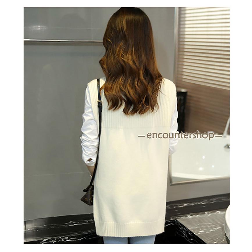 ニットベスト レディース チョッキ トップス ベスト 薄手 おしゃれ 無地 カジュアル 秋コーデ シンプル ノースリーブ ゆったり セーター 重ね着 