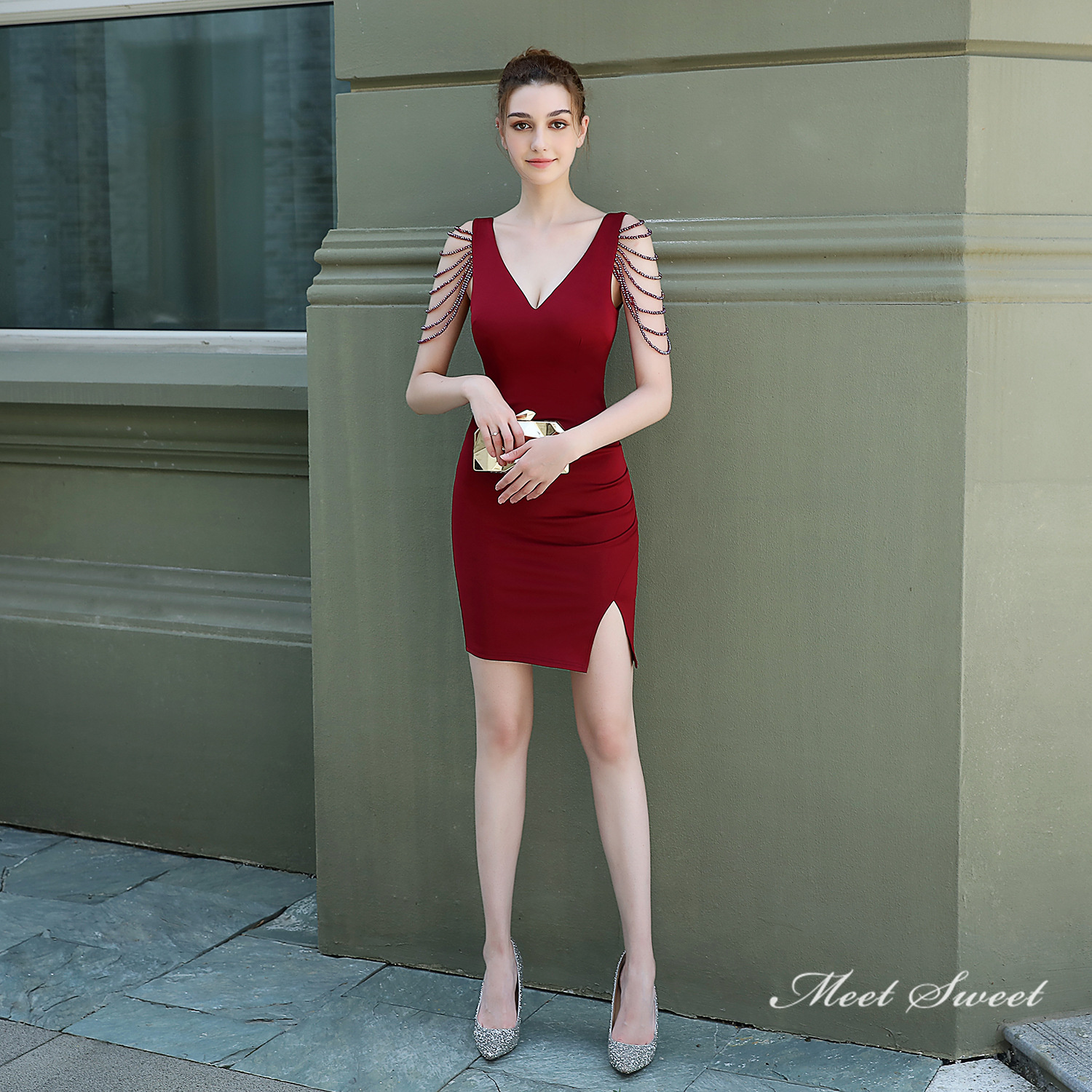 カラードレス ミニドレス 袖なし パーティードレス 結婚式 二次会 演出 フォーマルドレス 演奏会 発表会 サテン ファスナー ワンピース ミディアムドレス 