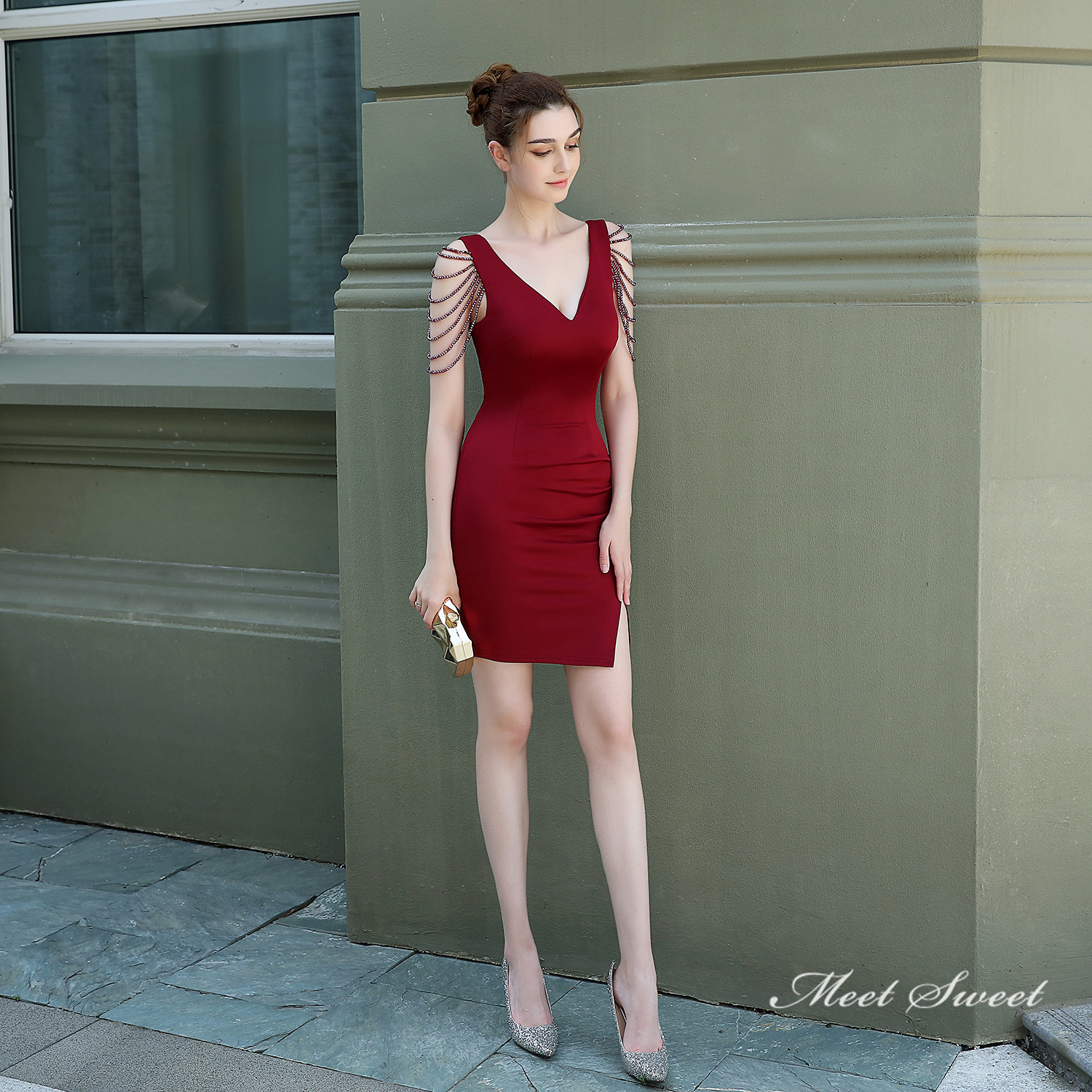 カラードレス ミニドレス 袖なし パーティードレス 結婚式 二次会 演出 フォーマルドレス 演奏会 発表会 サテン ファスナー ワンピース ミディアムドレス 