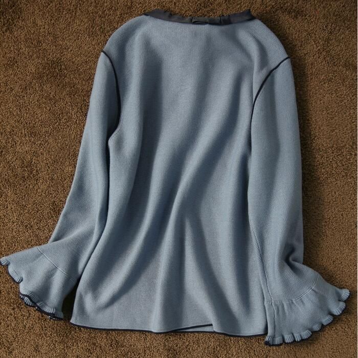 トップス ニット セーター リボン レディース エレきれいめ 上品 可愛い 長袖 フレアスリーブ ナチュラル カットソー おしゃれ 大人 フェミ カジュアル 