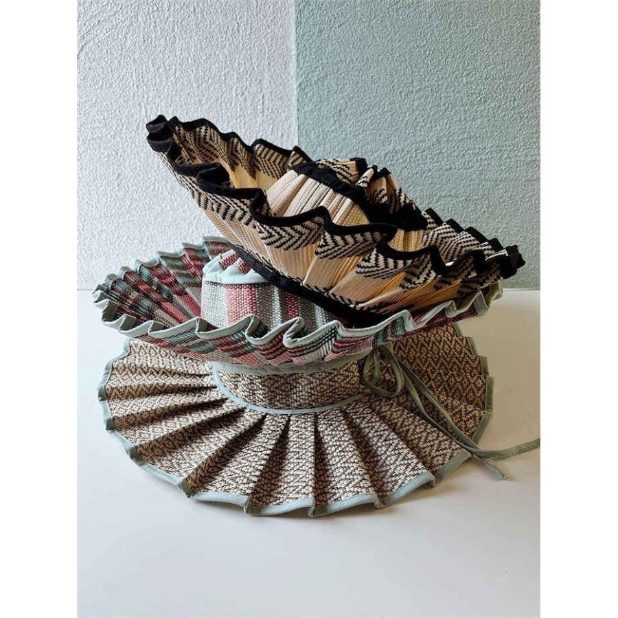 帽子 レディース 春 ハット つば広 夏 折りたたみ 小さいサイズ 大人 リンクコーデ ストローハット 子供 UVカット キッズ ハット 幾何学柄 お揃い 麦わら帽子 