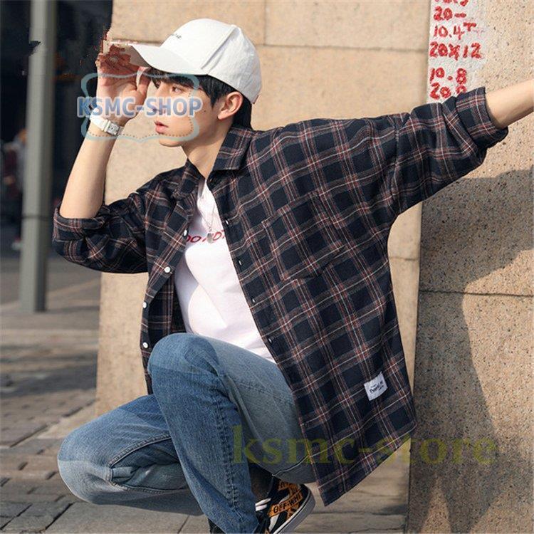チェックシャツ メンズ トップス 長袖シャツ コットン ネルシャツ 春服 秋 秋服 春 カジュアルシャツ 