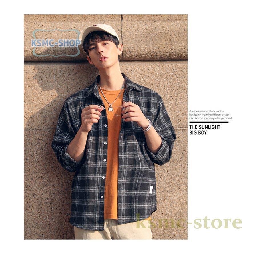 チェックシャツ メンズ トップス 長袖シャツ コットン ネルシャツ 春服 秋 秋服 春 カジュアルシャツ 