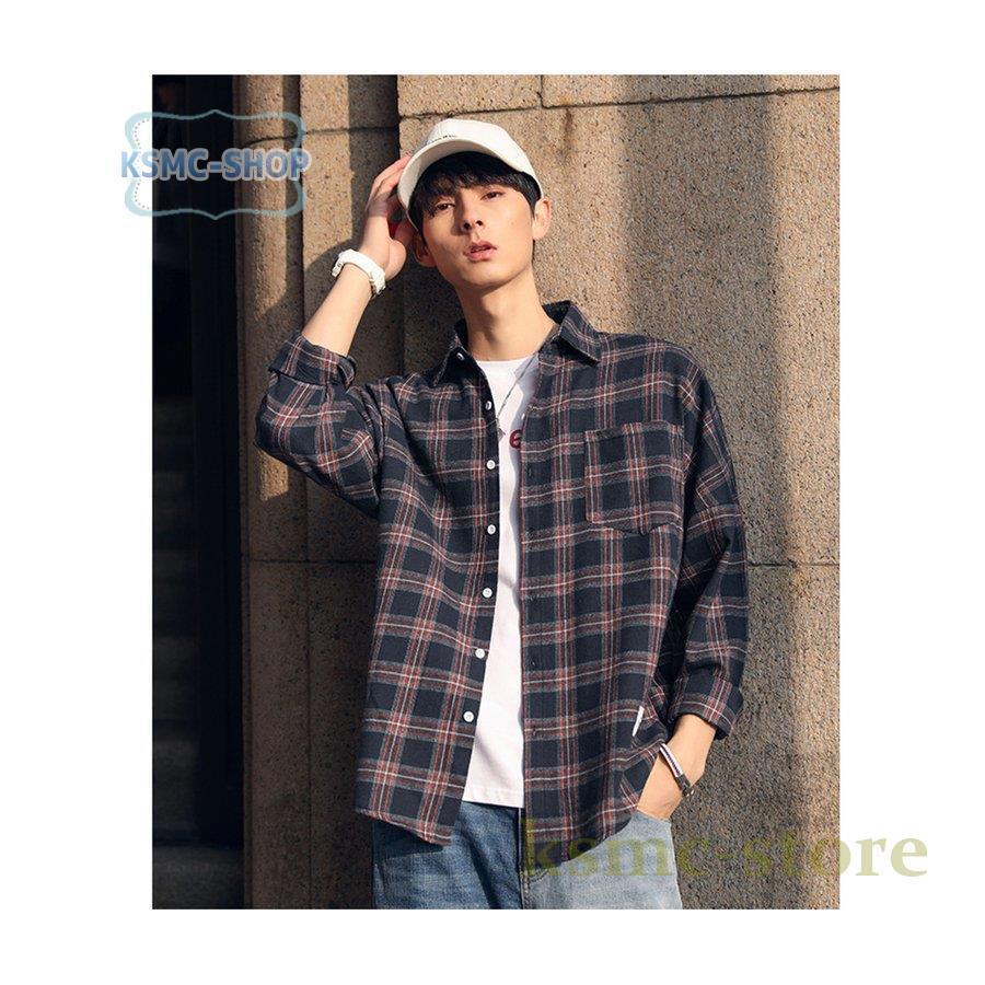 チェックシャツ メンズ トップス 長袖シャツ コットン ネルシャツ 春服 秋 秋服 春 カジュアルシャツ 
