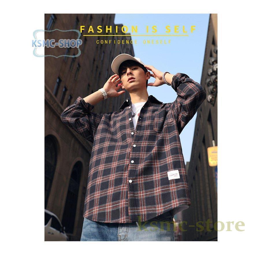 チェックシャツ メンズ トップス 長袖シャツ コットン ネルシャツ 春服 秋 秋服 春 カジュアルシャツ 
