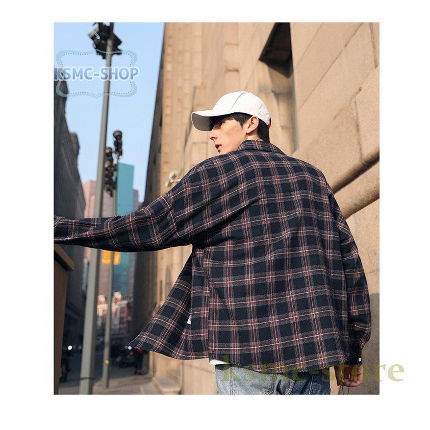 チェックシャツ メンズ トップス 長袖シャツ コットン ネルシャツ 春服 秋 秋服 春 カジュアルシャツ 