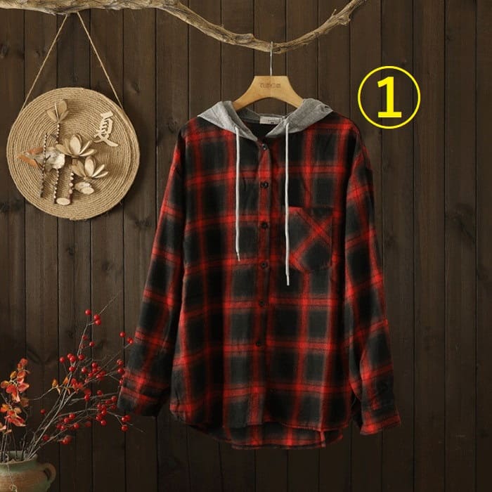 チェック柄 シャツ レディース フード付き カジュアル チュニック 30代 旅行 60代 長袖 春秋 トップス きれいめ カジュアル 40代 50代 