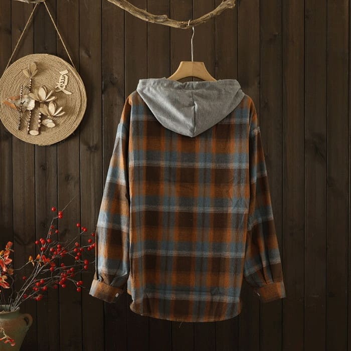 チェック柄 シャツ レディース フード付き カジュアル チュニック 30代 旅行 60代 長袖 春秋 トップス きれいめ カジュアル 40代 50代 