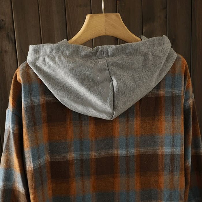 チェック柄 シャツ レディース フード付き カジュアル チュニック 30代 旅行 60代 長袖 春秋 トップス きれいめ カジュアル 40代 50代 