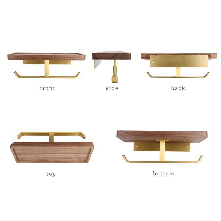 トイレットペーパーホルダー トイレットペーパー ペーパーホルダー トイレ トイレ用品 天然木 2連 お手洗い 紙巻き器 棚付き おしゃれ 防水 収納 飾り棚 