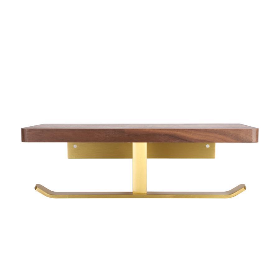 トイレットペーパーホルダー トイレットペーパー ペーパーホルダー トイレ トイレ用品 天然木 2連 お手洗い 紙巻き器 棚付き おしゃれ 防水 収納 飾り棚 