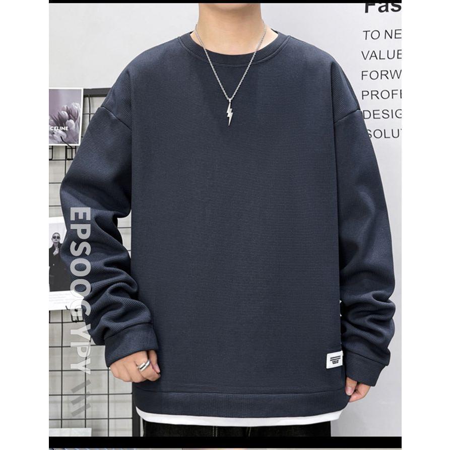 Tシャツ メンズ カットソー ワッフル生地 クルーネック 丸首 おしゃれ 通勤 長袖 トップス カジュアル 長袖Tシャツ 通学 