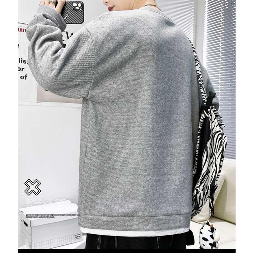 Tシャツ メンズ カットソー ワッフル生地 クルーネック 丸首 おしゃれ 通勤 長袖 トップス カジュアル 長袖Tシャツ 通学 