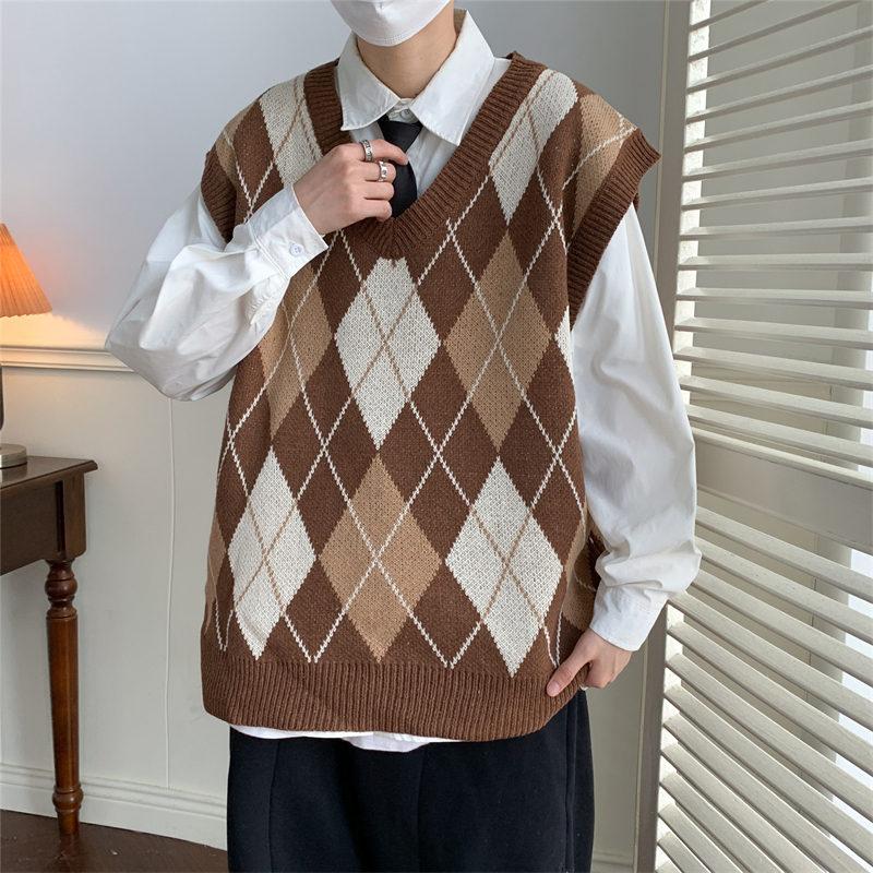 ニットベスト メンズ ジレ プルオーバー 春秋冬 チョッキ インナー Vネック 保温 ゴルフ トップス ビジネス 暖かい 仕事 室内着 重ね着 防寒 