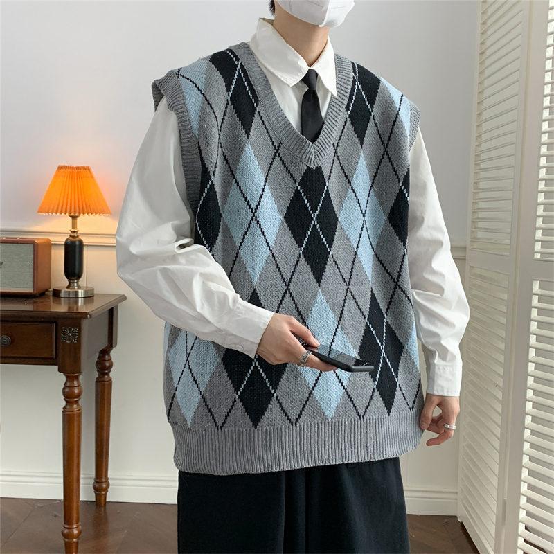 ニットベスト メンズ ジレ プルオーバー 春秋冬 チョッキ インナー Vネック 保温 ゴルフ トップス ビジネス 暖かい 仕事 室内着 重ね着 防寒 